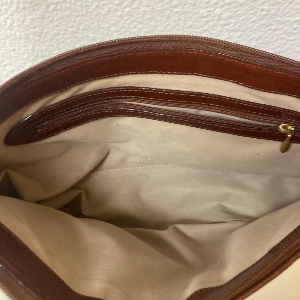 BRAHMIN Leather and Croc Embossed Cognac Shoulder Bag - Picture 6 of 7